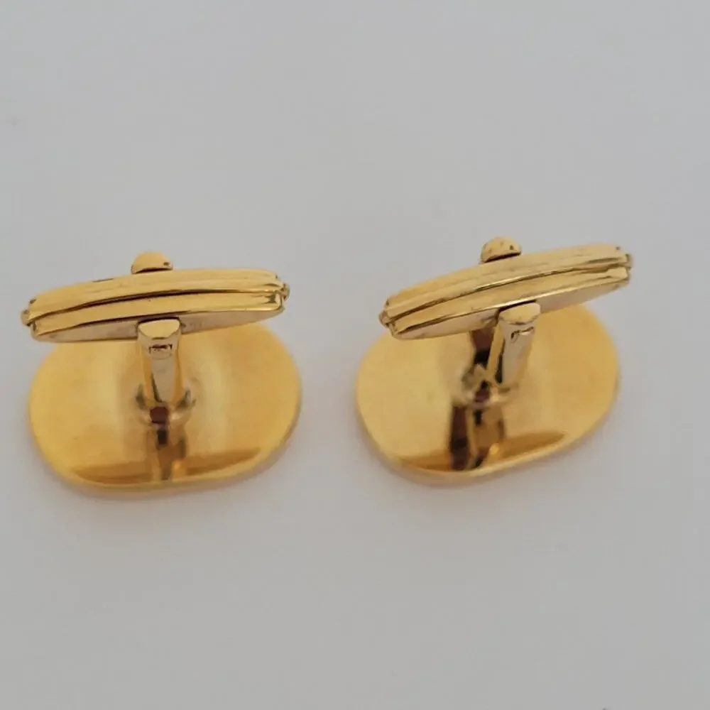 Dunhill D Cufflinks Gold Tone Logo Oval‎ Designer Logo Vintage Retro
